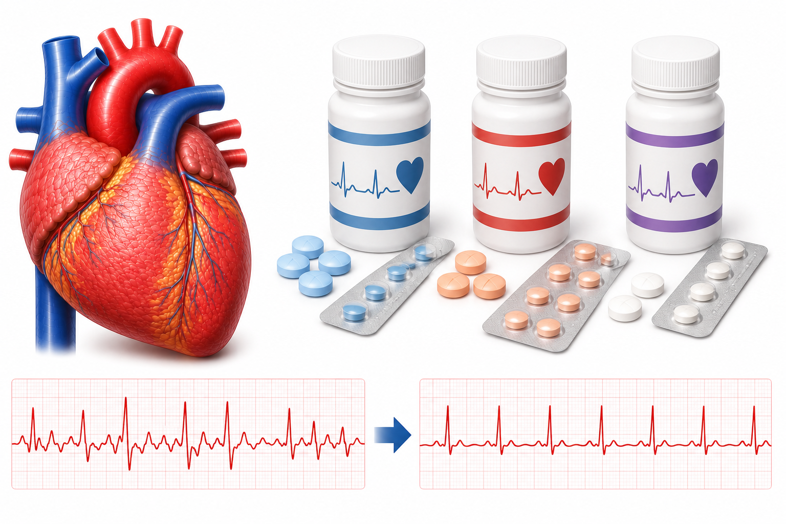 illustrative Darstellung von Tabletten zur Behandlung von Herzrhythmusstörungen